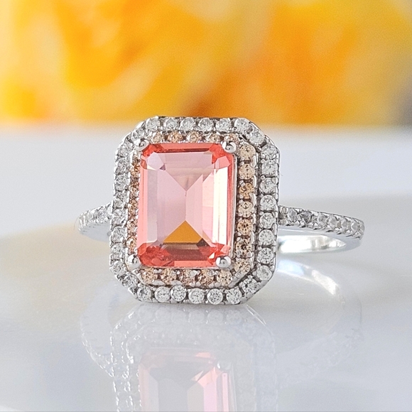 Coral Pink & Peach Gemstone Ring, 925 Sterling Silver Charmed Aroma 2019 - Picture 5 of 5